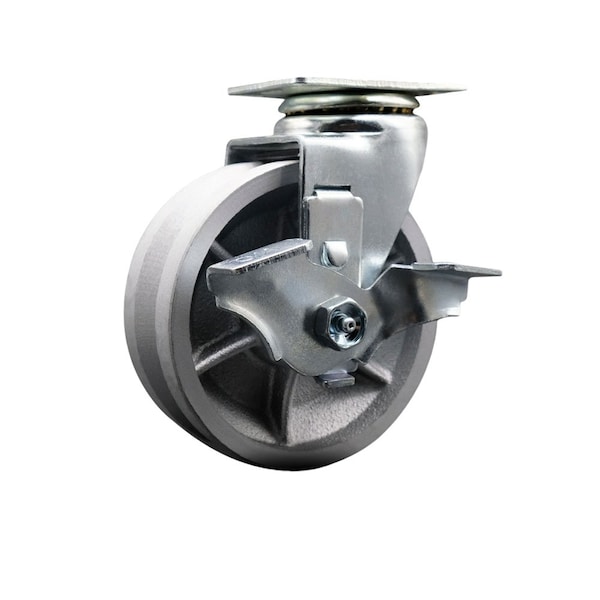 5'' V-Groove Semi Steel Swivel Caster with Bronze Bearing and Brake